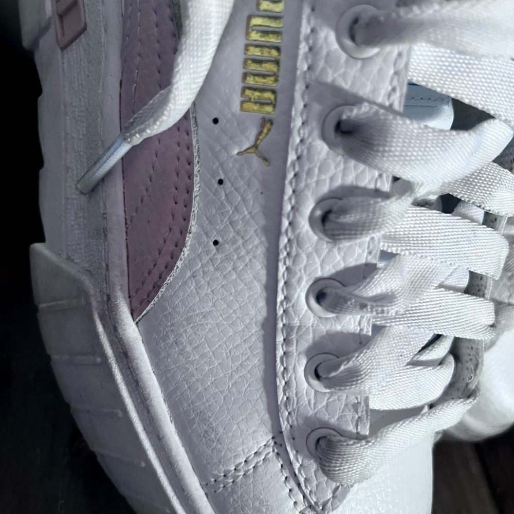 Puma White and Pink Platform Sneakers with Chunky Sole - Picture 9 of 12